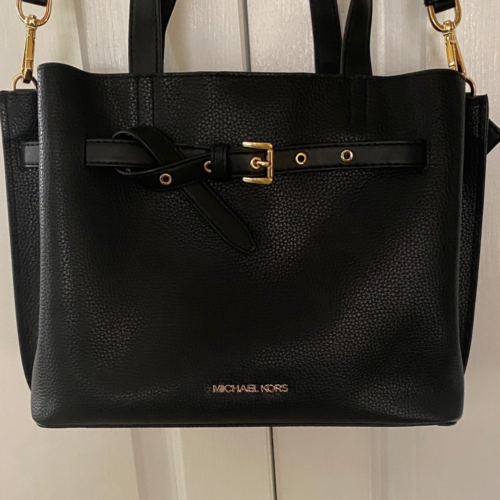 Michael Kors Black Shoulder Bag with Gold Accents